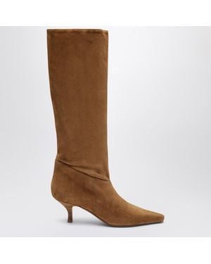 Paris Texas Knee-High Cognac Goat Suede Boots - Brown