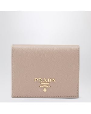 Prada Small Powderpink Saffiano Wallet - Brown