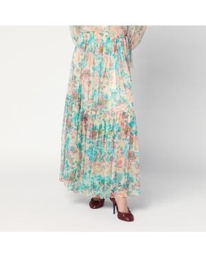 Chloé Seidenrock Mit Blumenmuster - Blau