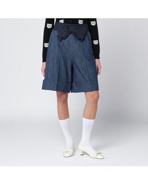 Valentino Bermuda in denim con maxi fiocco - Blu