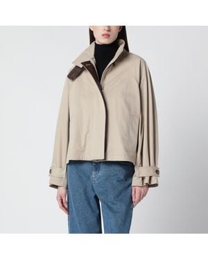 Loewe Short Cotton And Silk Parka - Natural