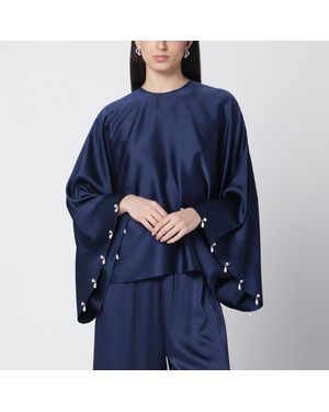 Stella McCartney Oversized Viscose Satin Blouse - Blue