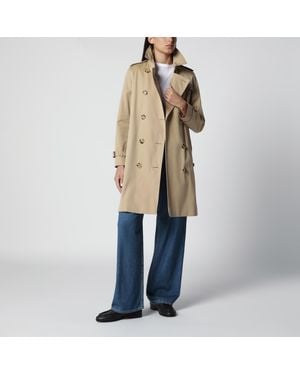 Burberry Beiger Zweireihiger Kensington Trenchcoat Aus Baumwolle - Natur