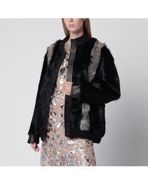 Valentino Shearling And Leather Jacket - Black
