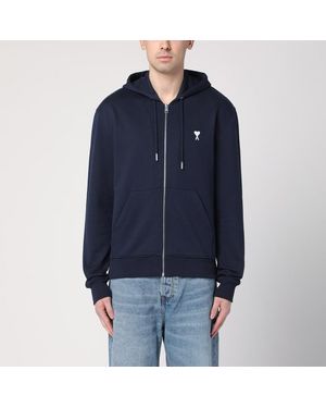 Ami Paris Felpa con zip ami de coeur notte - Blu
