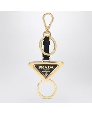 Prada Divisible Leather And Metal Key Ring - Metallic