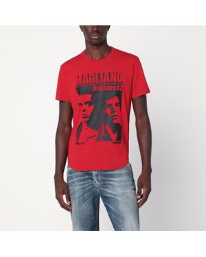 Magliano X D2 Rotes T-Shirt Mit Logo-Print