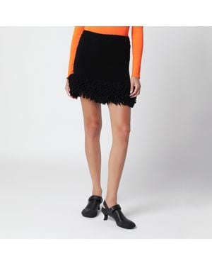 Loewe Jupe Courte Noire En Laine Mélangée