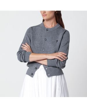 Ami Paris Ami De Coeur Wool Cardigan - Gray
