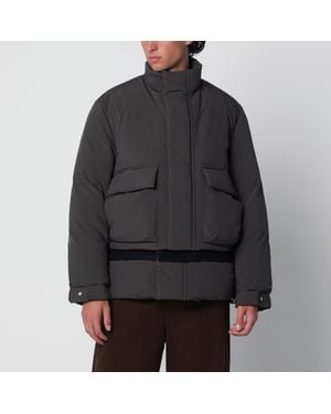 Sacai Khaki/ Down Jacket With Wool Insert - Black