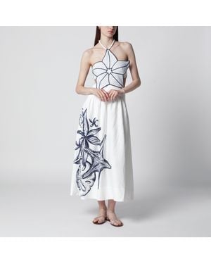 FARM Rio Coast Stars Printed Linen Midi Dress - Multicolor