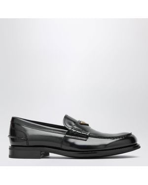 Prada Brushed Leather Moccasins - Black