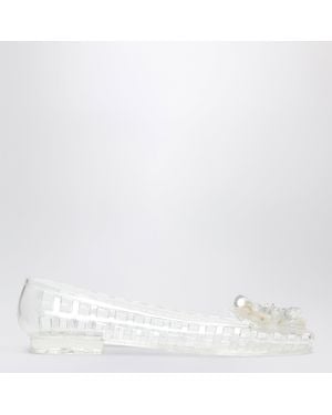 HEAVENLY JELLY Ballerines Bloomi Transparentes En Pvc Avec Fleurs Perlées - Blanc