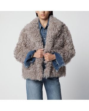 Blancha Short Taupe Fur Jacket - Grey