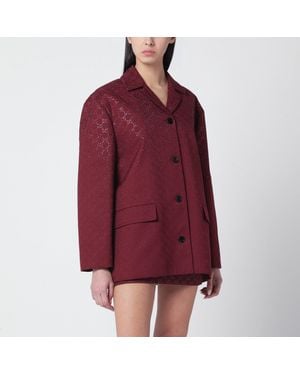 Gucci Rosso Ancora Gg-Fabric Jacket With Crystals - Red