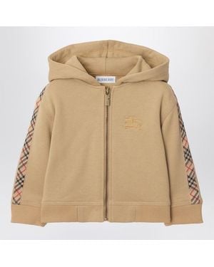Burberry Beigefarbenes Baumwoll-Frottee-Sweatshirt Mit Reißverschluss - Natur