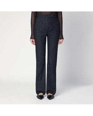Max Mara Midnight Trousers In Cotton Denim Effect - Blue