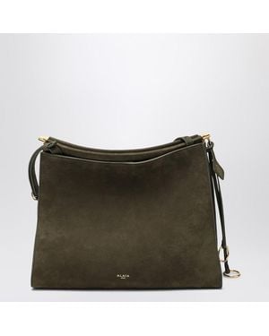 Alaïa Die Click Mittelgroße Quadratische Khaki Nubuk-Tasche - Grün