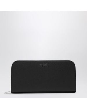 Saint Laurent Portefeuille Zippé En Cuir - Noir