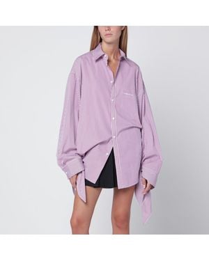 Balenciaga Plum Striped Cotton Shirt - Purple