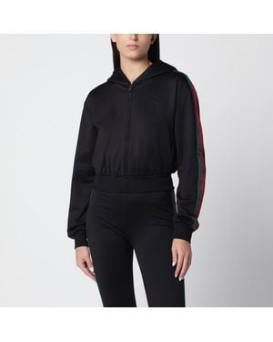 Gucci Cropped Zip-Up Sweatshirt - Black
