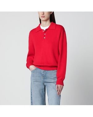 DUNST Roter Polopullover Aus Baumwolle Und Kaschmir