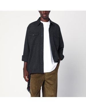 Destin Dark Wool Shirt - Blue