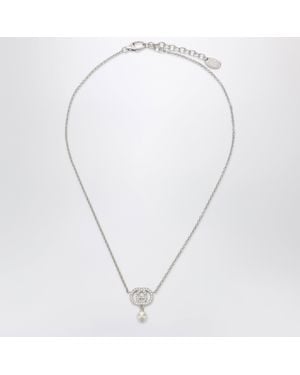 Gucci Gg Necklace With Crystals And Pearls - Metallic