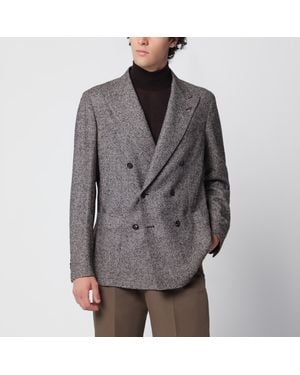 Tagliatore Tobacco-Coloured Double-Breasted Jacket - Grey