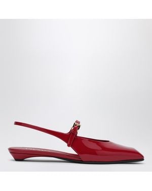 Prada Cherry Patent Leather Slingback Ballerina - Red