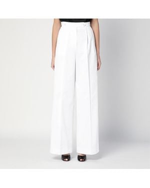 Givenchy White Pleated Cotton Trousers