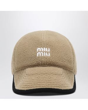 Miu Miu Camel Fleece Baseball Hat - Natural