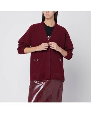 Gucci Cardigan bordeaux in lana e cashmere - Rosso