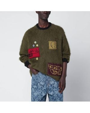 Brain Dead Olivgrüner Alpaka-Mix Pullover - Rot