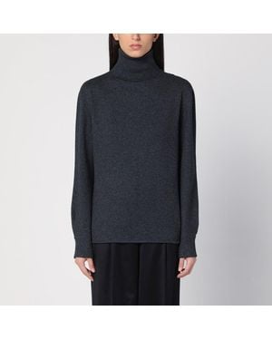 Givenchy Pull À Col Roulé Gris Foncé Avec Traîne - Bleu