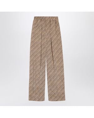 Balenciaga And Monogram Silk Crêpe Pants - Natural