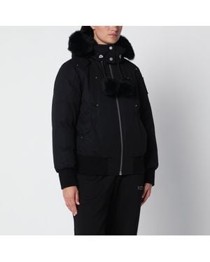 Moose Knuckles Debbie Original Hooded Bomber Jacket - Black