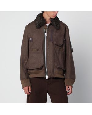 Sacai Melton Wool Blouson Jacket - Brown