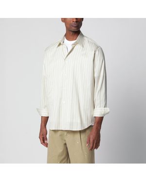 AURALEE Ivory Striped Cotton And Silk Shirt - White