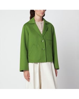 Weekend by Maxmara Veste Courte Verte En Drap De Laine Mélangée