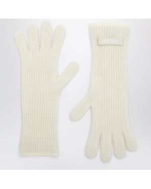 Jacquemus Gants Gros Grain Blancs En Mélange D'Alpaga