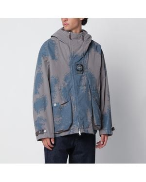 Stone Island Lightweight Technical Fabric Jacket With Faded Camouflage Pattern - Blue