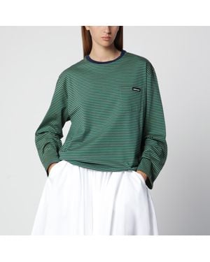 Miu Miu Striped Cotton Jumper - Green