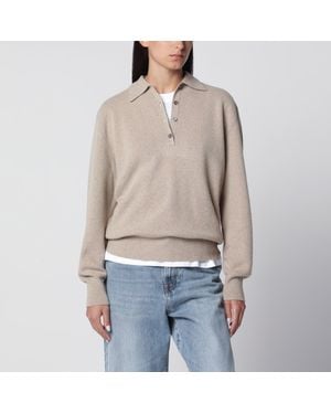 Rohe Stone Mélange Wool And Cashmere Polo Shirt - Natural