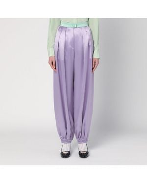 Valentino Wide Lilac Silk Trousers - Purple