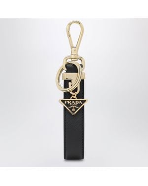 Prada Portachiavi in saffiano con triangolo logo - Metallizzato