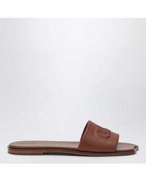 Chloé Sabots Soleil En Cuir Ginger - Marron