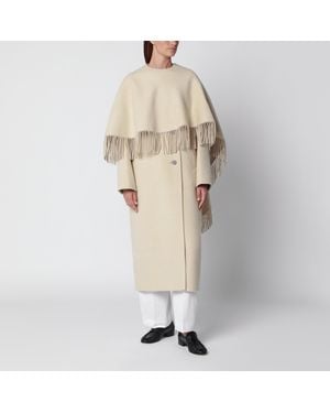 Rohe Cape Coat With Fringes - Natural