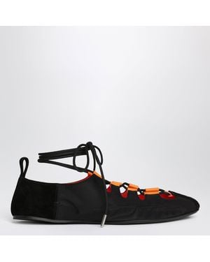 Alaïa Alaia Foldable Laceup Ballet Flats - Black