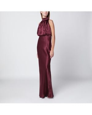ROTATE BIRGER CHRISTENSEN Bordeauxfarbenes Langes Seidenkleid - Rot